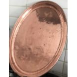 Large hand hammered copper serving tray, 61cms x 46cms. Estimate £20-30