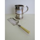 Mid 19th century silver plated Sheffield large tankard & bone handled decorative silver