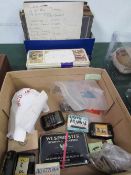 Qty of cigarette cards, box of various keys & a box of various coins. Estimate £10-20