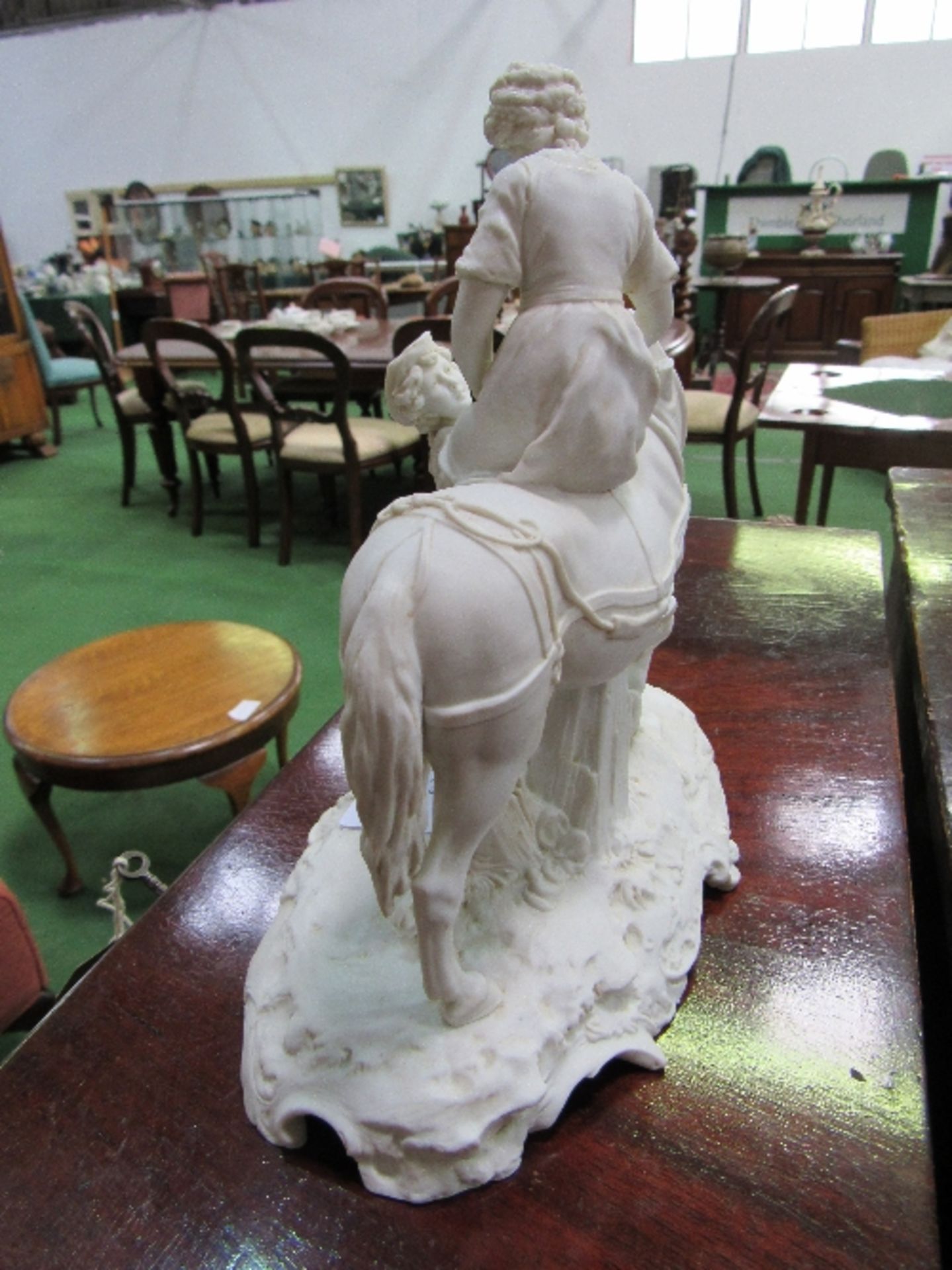 Parian china figurine of a young man & a young lady on a horse. Estimate £20-30 - Image 4 of 5