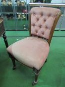 Pink upholstered bedroom chair. Estimate £5-10