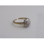 9ct gold & diamond cluster ring, size Q, weight 2.3gms. Estimate £80-100.