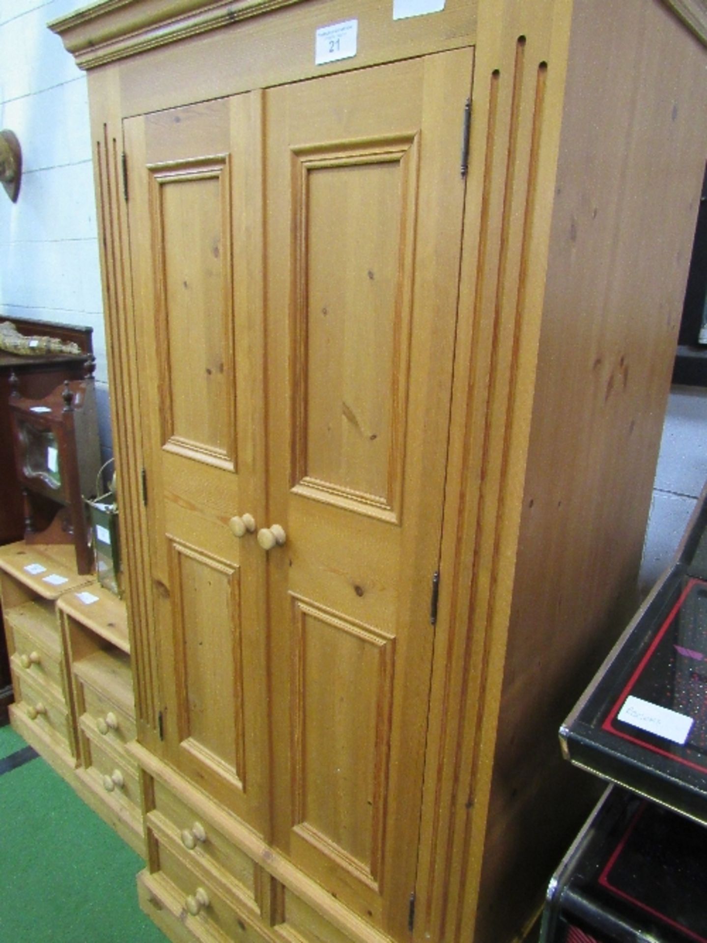 Pine wardrobe with 2 over 1 drawers to base, 85cms x 52cms x 188cms. Estimate £40-60 - Image 2 of 2