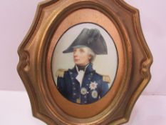 Gilt framed & glazed oil of Nelson, height 26cms. Estimate £60-80