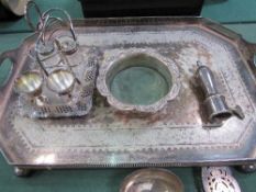 Walker & Hall silver plate decorated tray with up-stand, silver plate fish servers, silver plate ham