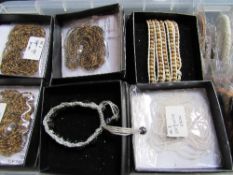 4 trays of new costume jewellery, mainly bracelets. Estimate £80-100