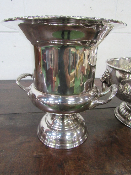 2 EPNS wine coolers & an EPNS large punchbowl with handles. Estimate £20-30. - Image 3 of 5