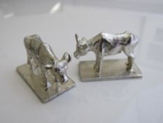 2 Biel of Israel silver cow figurines. Estimate £40-60