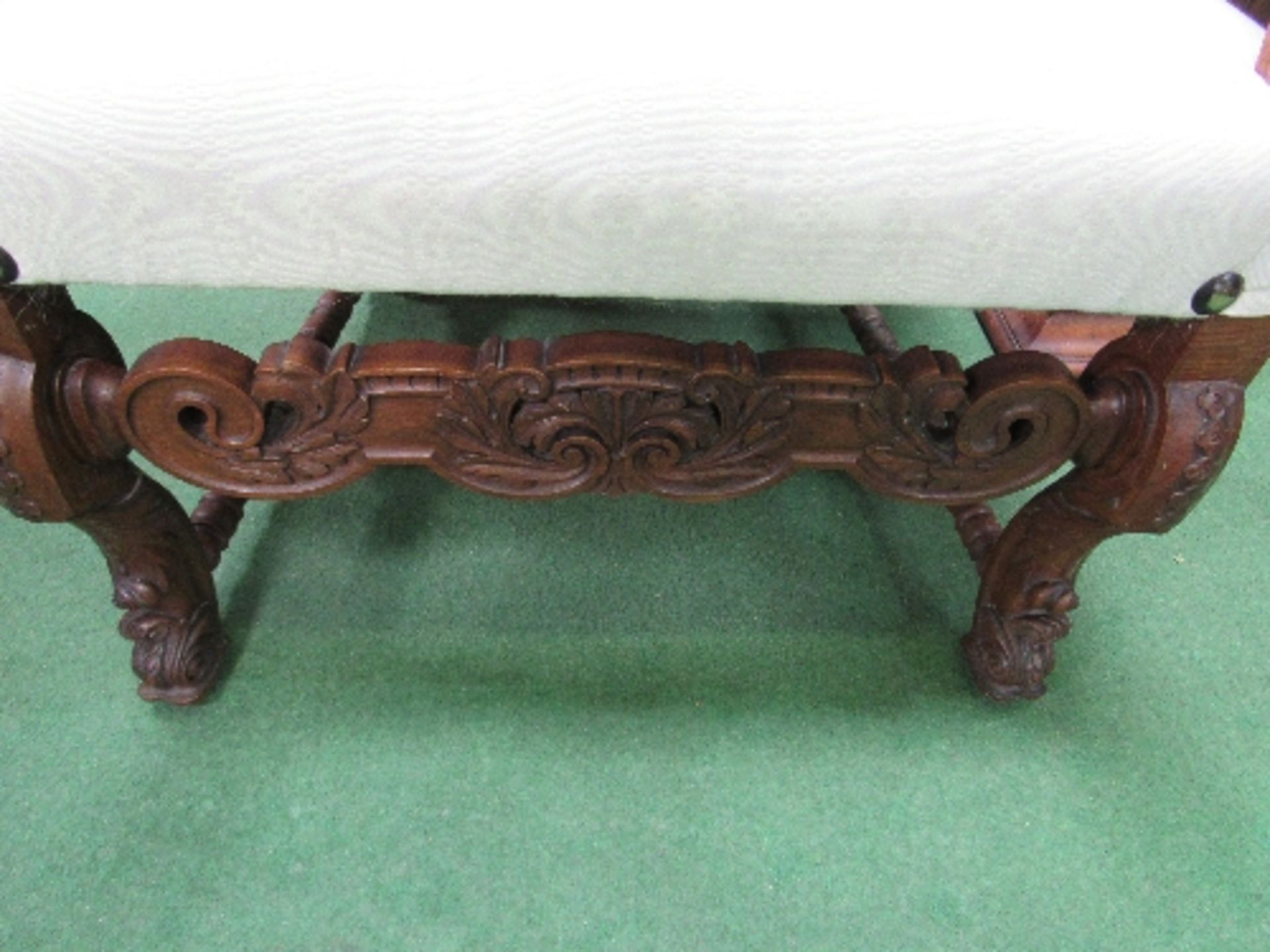 19th century French carved walnut library chair, recently re-covered. Estimate £80-100 - Image 2 of 5