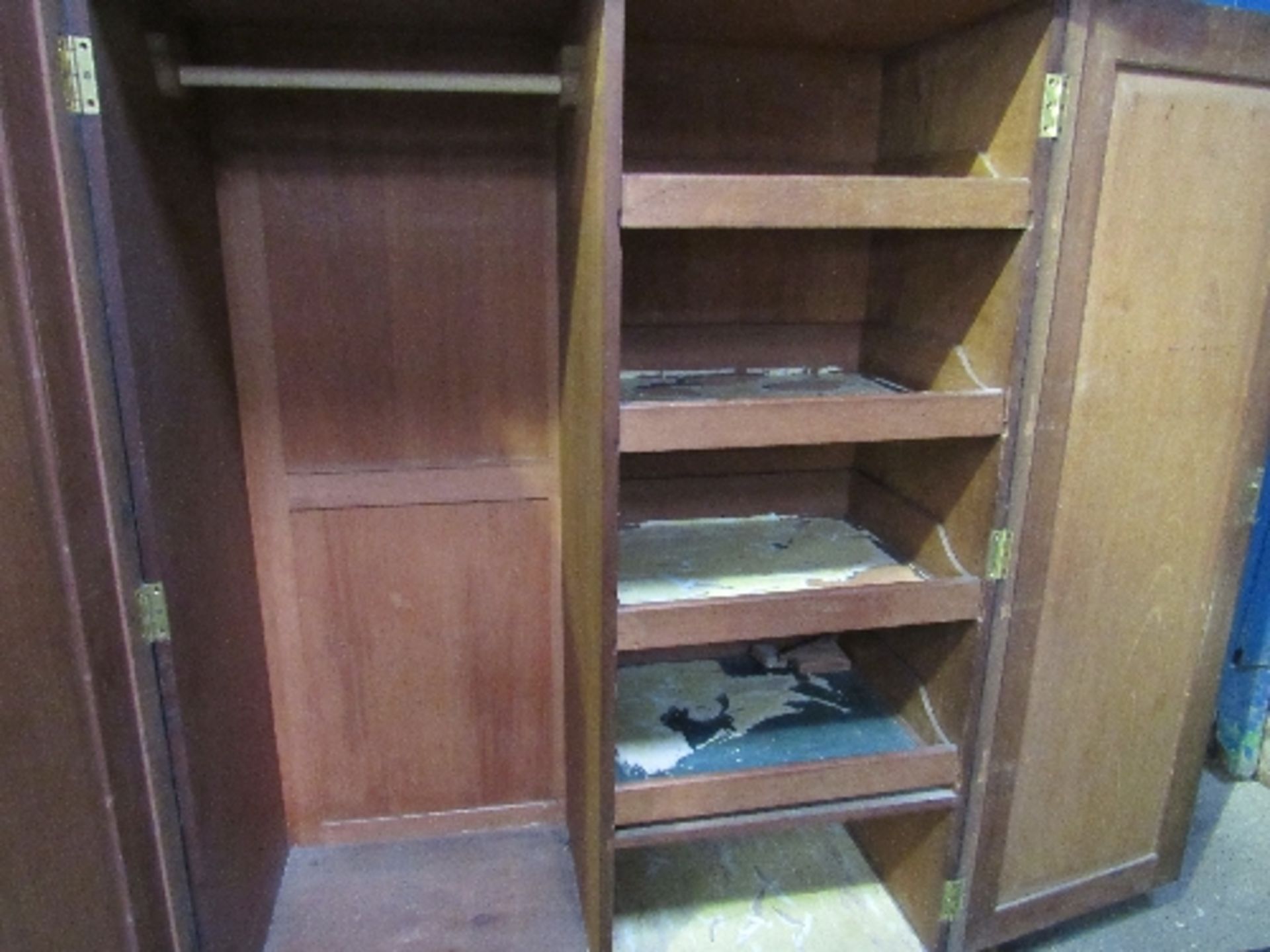 Victorian mahogany wardrobe with 4 interior sliding shelves, 107cms x 56cms x 183cms. Estimate £80- - Image 3 of 3