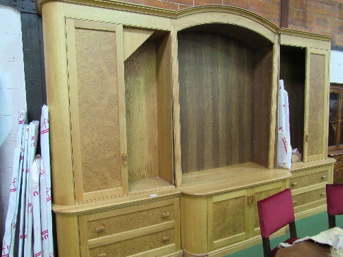 Oak & burr wood low storage unit, in 3 parts (plus large display cupboard unit above, if - Image 2 of 7