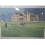 Framed & glazed limited edition print of the 18th hole at St. Andrew's by Robert Wade & 2 prints