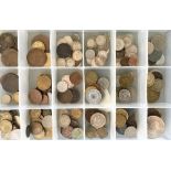 Large collection of International coins & gambling tokens. Estimate £20-30