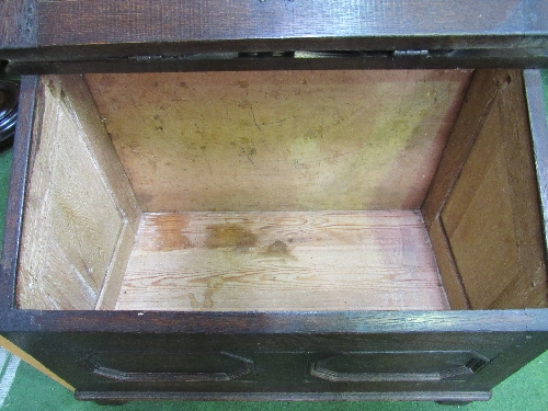 Oak log box & a brass mounted desk blotter, 64cms x 38cms x 46cms. Estimate £30-50 - Image 4 of 4