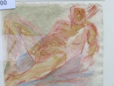 Unusual framed & glazed nude male study in pastel by Jeremy Mason, British. Estimate £40-60