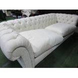 John Lewis cream upholstered Chesterfield (as new), length 220cms, width 102cms. Estimate £100-150