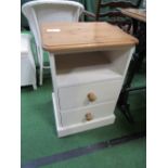 Cream painted pine topped bedside cabinet. Estimate £10-20