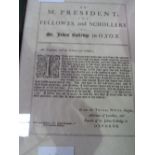 Early printed Broadside on Oxford: Mr President & The Fellows & Schollers of St. John's College in