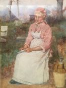 Framed & glazed watercolour entitled 'Village Maid' signed Norman M MacDonald. Estimate £250-280