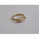 18ct gold ring with 5 old cut diamonds, size L, weight 2gms. Estimate £150-200.
