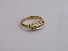 18ct gold ring with 5 old cut diamonds, size L, weight 2gms. Estimate £150-200.