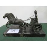 Bronze charioteer & chariot on marble base, height 13cms. Estimate £60-80