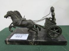 Bronze charioteer & chariot on marble base, height 13cms. Estimate £60-80