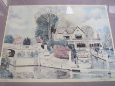 Framed & glazed limited edition print of Boulter's Lock & a framed & glazed Degas print. Estimate £