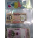 Folder containing bank notes from various countries. Estimate £250-300