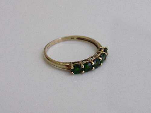 9ct gold & green garnet ring, size R 1/2, weight 1.5gms. Estimate £50-80. - Image 2 of 2