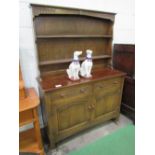 Oak 'Old Charm' style dresser with 2 drawers & cupboard to base, 124cms x 46cms x 176cms.