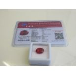 Natural oval cut ruby, weight 7.50 carat with certificate. Estimate £50-70