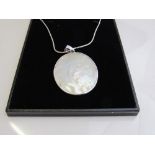 17 inch sterling silver necklace & pendant set with large Mother of Pearl. Estimate £10-20