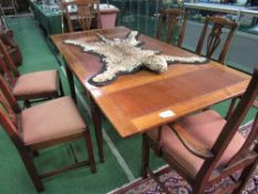 Yew wood draw-leaf dining table, 190cms (extended) x 94cms x 75cms complete with 6 (4+2) yew wood