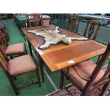 Yew wood draw-leaf dining table, 190cms (extended) x 94cms x 75cms complete with 6 (4+2) yew wood