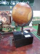 Hardwood 'Globe' on stand. Estimate £10-20