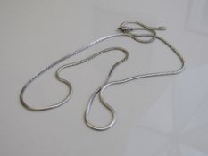 18ct white gold flat necklace, weight 8.7gms, length 54cms. Estimate £200-220