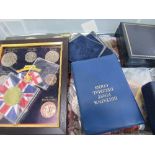 Collection of coins including commemorative & display case. Estimate £20-30