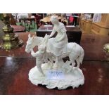 Parian china figurine of a young man & a young lady on a horse. Estimate £20-30