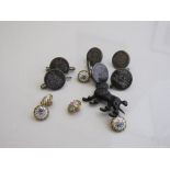 5 small enamel buttons, mark AP & Cie Paris, 6 Firmin of London brass buttons decorated with a