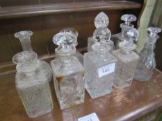 9 various decanters, some without stoppers. Estimate £20-30