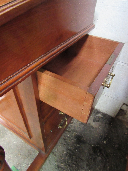 Edwardian mahogany Davenport, with display cabinet above on casters, 56cms x 56cms x 122cms. - Image 5 of 7