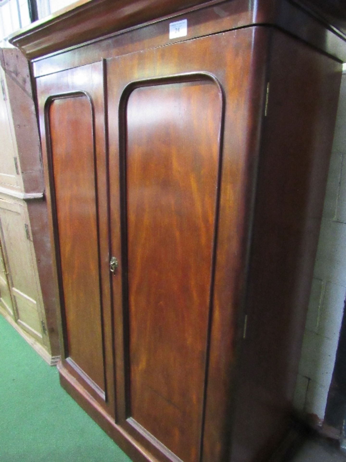 Victorian mahogany wardrobe with 4 interior sliding shelves, 107cms x 56cms x 183cms. Estimate £80- - Image 2 of 3