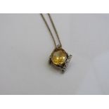 9ct gold, diamond & citrine pendant necklace, weight 2.7gms. Estimate £20-30