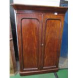Victorian mahogany wardrobe with 4 interior sliding shelves, 107cms x 56cms x 183cms. Estimate £80-
