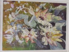 Framed & glazed collage of flowers. Estimate £20-30