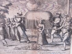 16th century copper engraving (in a mount but not framed). Scene of life in the East Indies.