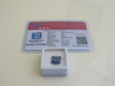 Natural blue square cut loose sapphire, weight 7.55ct, with certificate. Estimate £50-70.