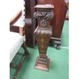 Carved mahogany torchere, height 81cms. Estimate £40-60