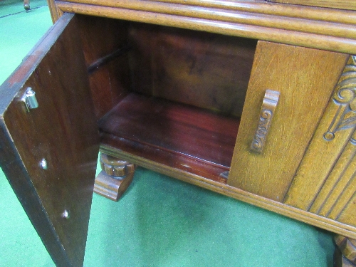 Oak 1920's style glazed bookcase over cabinet - Image 3 of 4